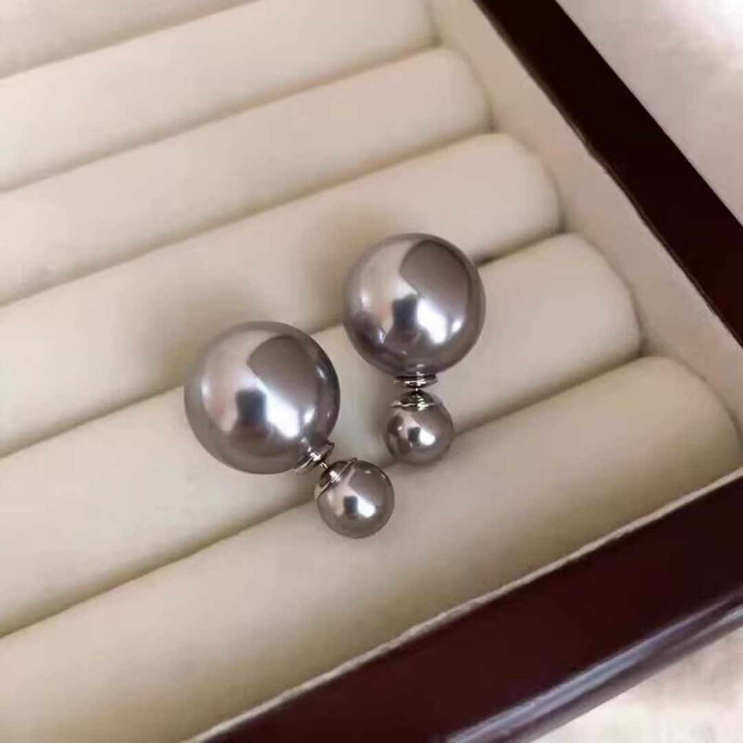 Grey Dual-Ball Stud Earrings
