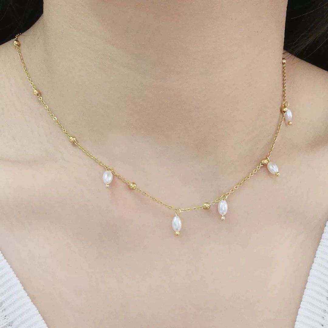 Pearl Path Dainty Necklace