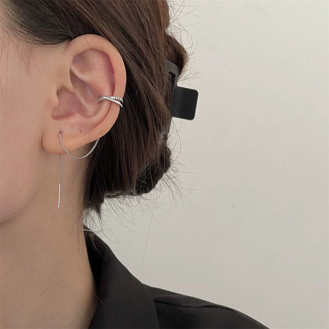 Crescent Moon Chain Earrings