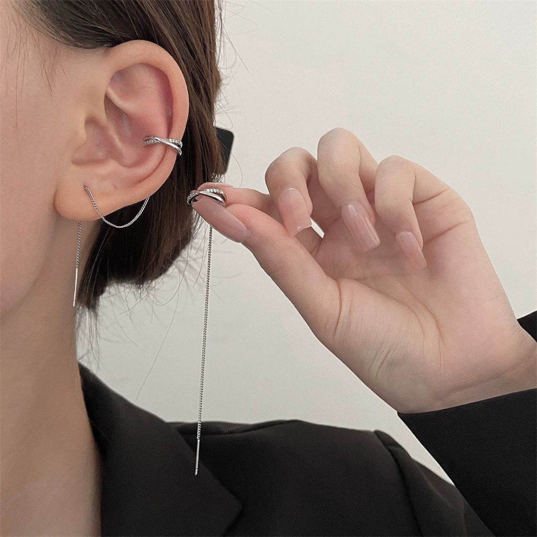 Crescent Moon Chain Earrings