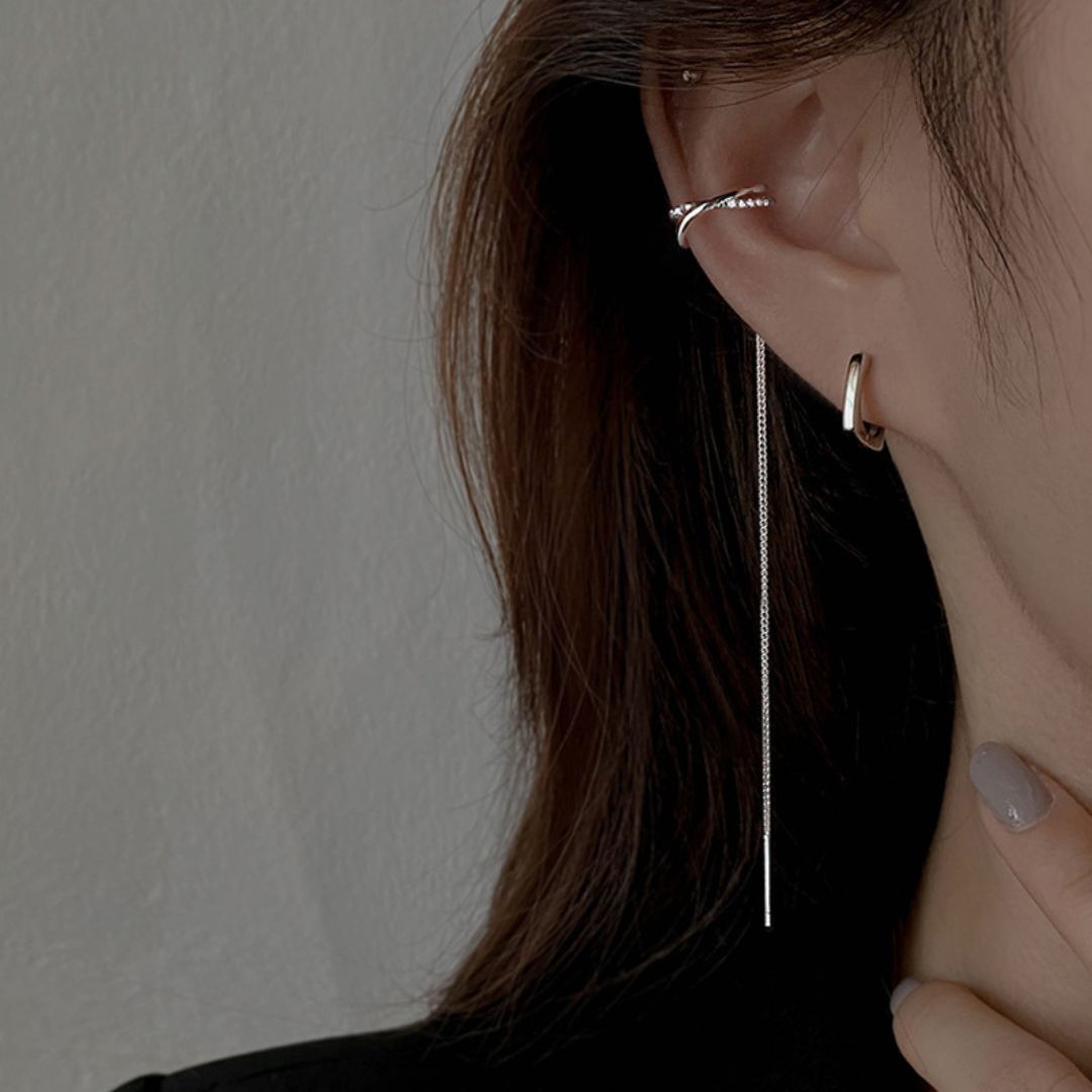 Crescent Moon Chain Earrings