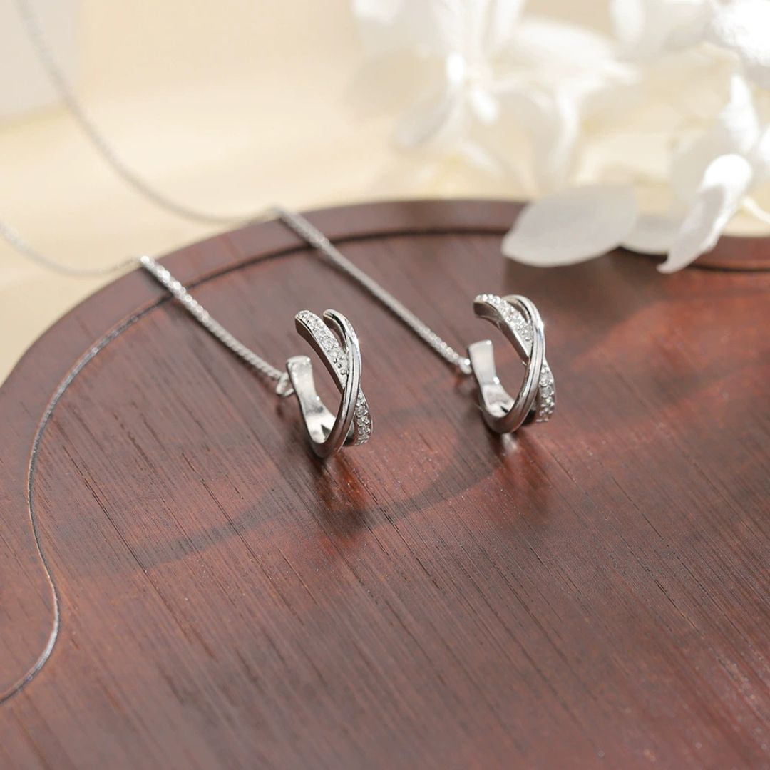 Crescent Moon Chain Earrings