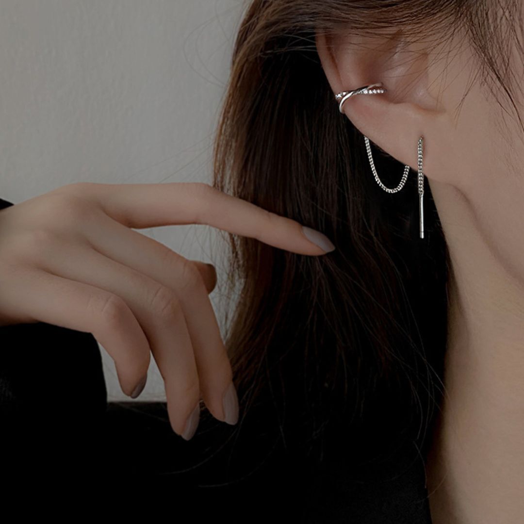 Crescent Moon Chain Earrings