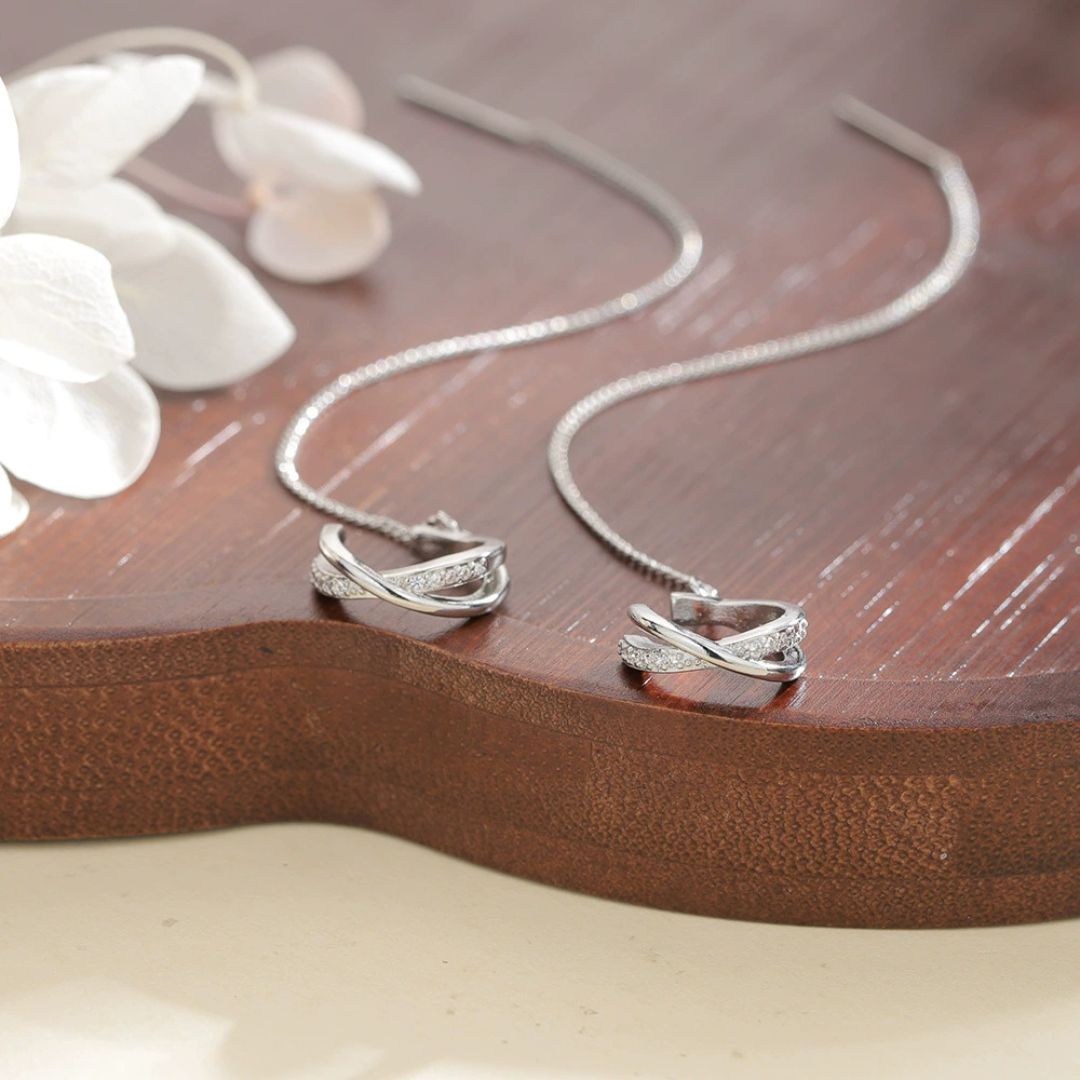 Crescent Moon Chain Earrings