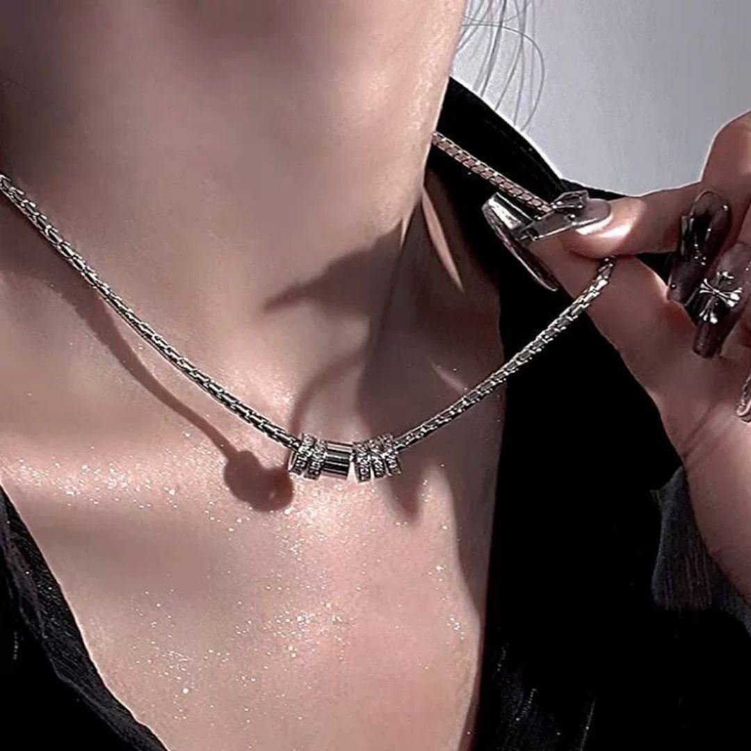 Triple-Ring Braided Chain Necklace
