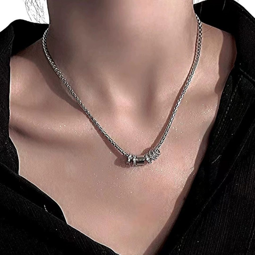 Triple-Ring Braided Chain Necklace