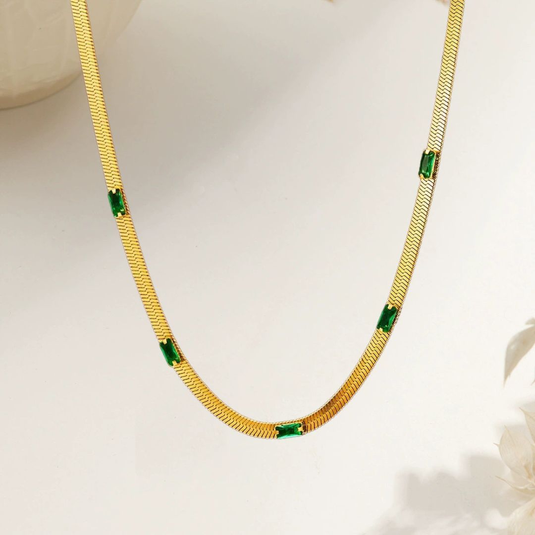 Dainty Emerald Stream Necklace
