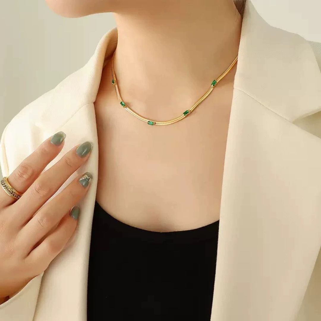 Dainty Emerald Stream Necklace