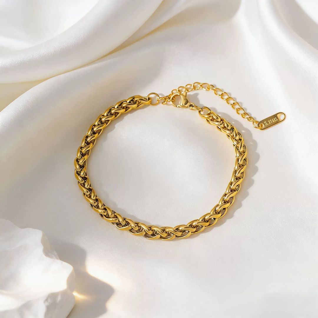Majestic Braided Gold Link Bracelet