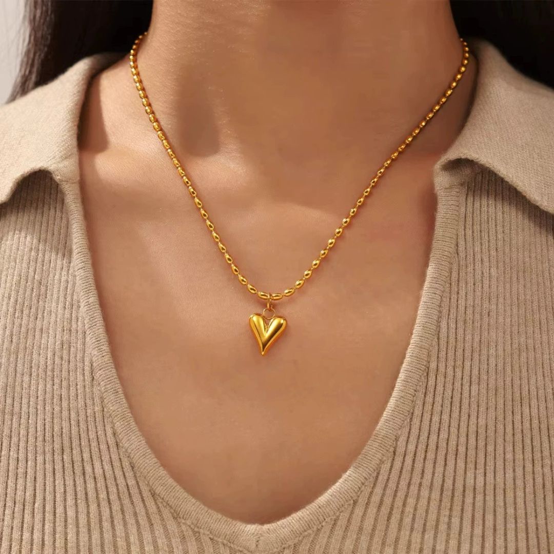 Floating Heart Bead Necklace