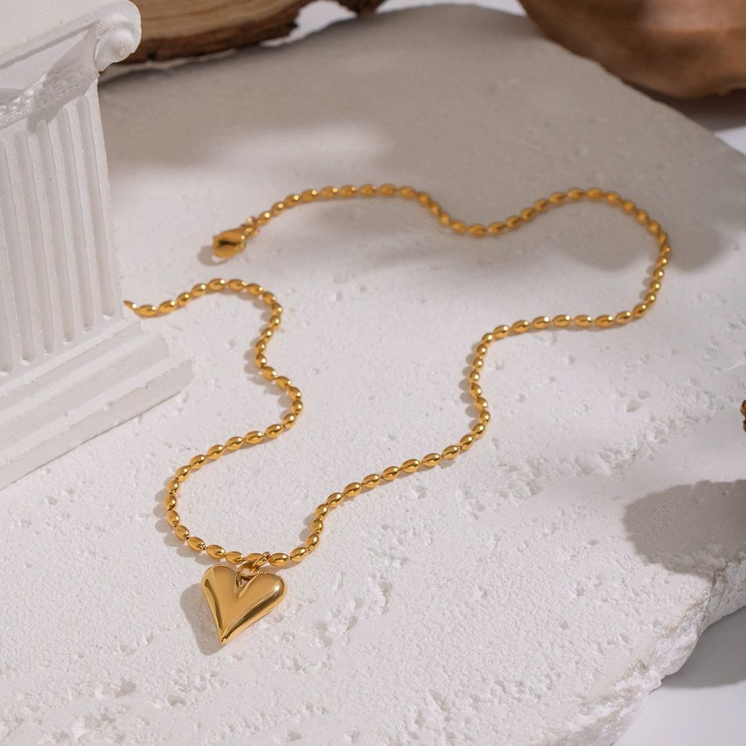 Floating Heart Bead Necklace