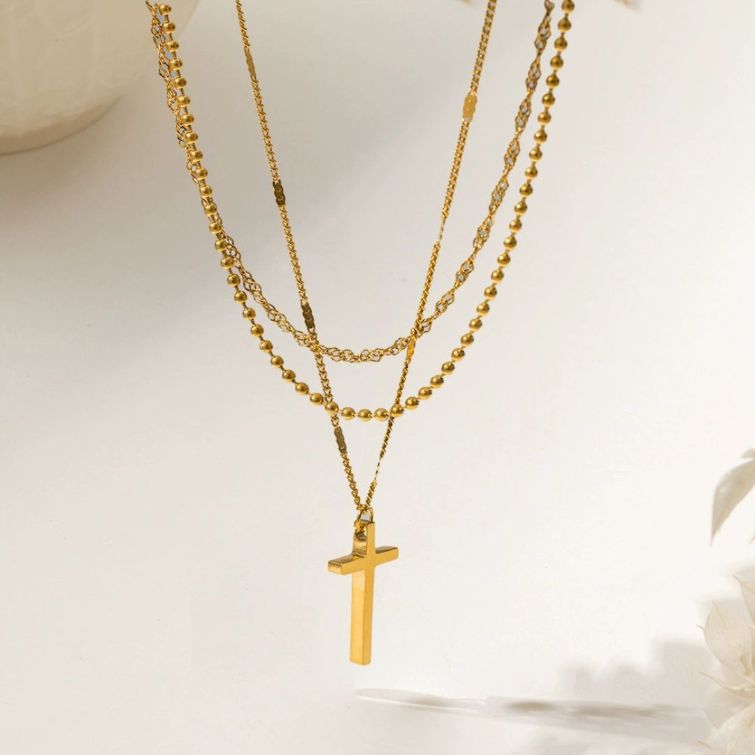 Trinity Layered Cross Necklace