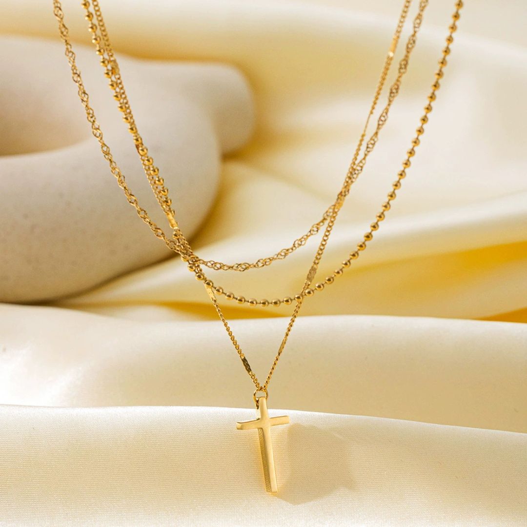 Trinity Layered Cross Necklace