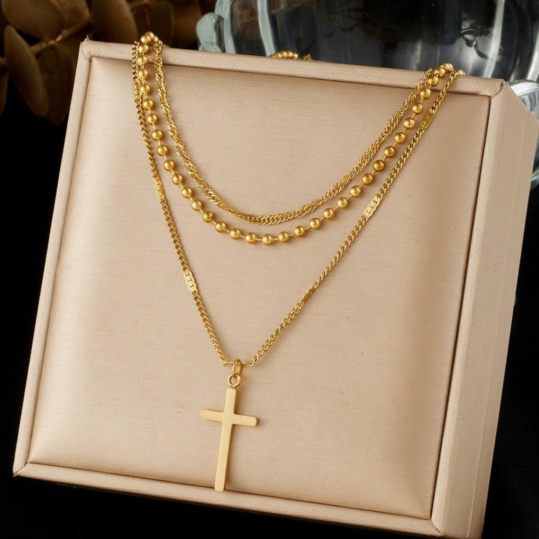 Trinity Layered Cross Necklace