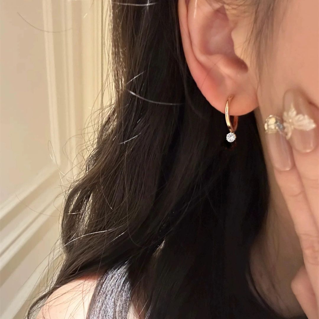 Shine Stone Hoops Earring