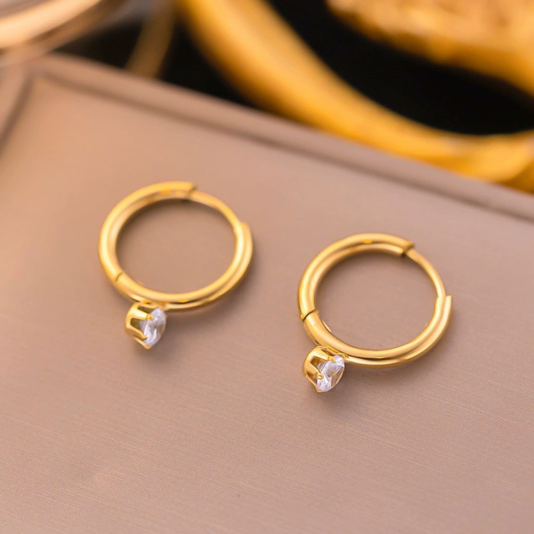 Shine Stone Hoops Earring