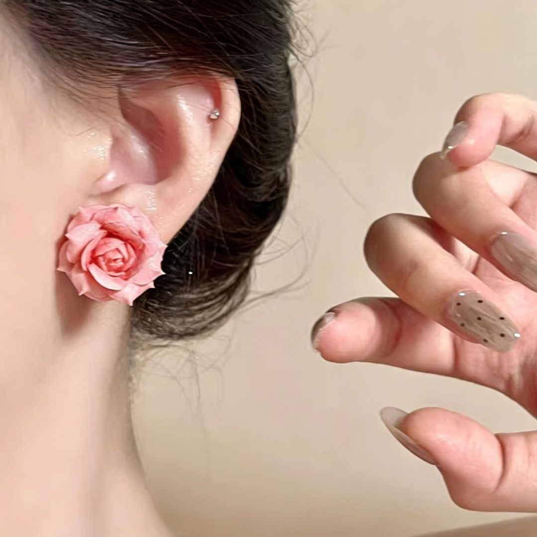 Dusty Pink Organza Bloom Earring