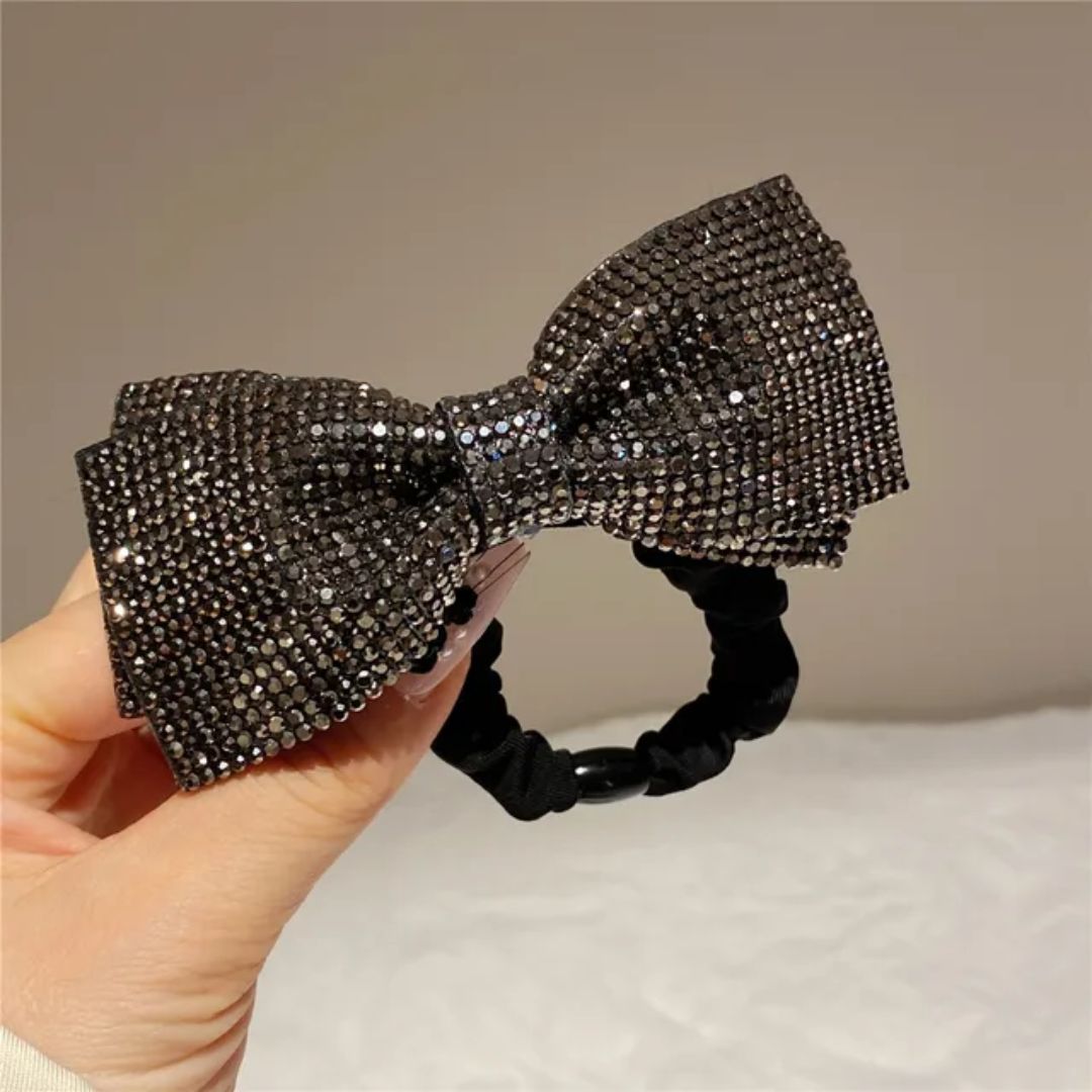 Rhinestone Bow Hair Tie