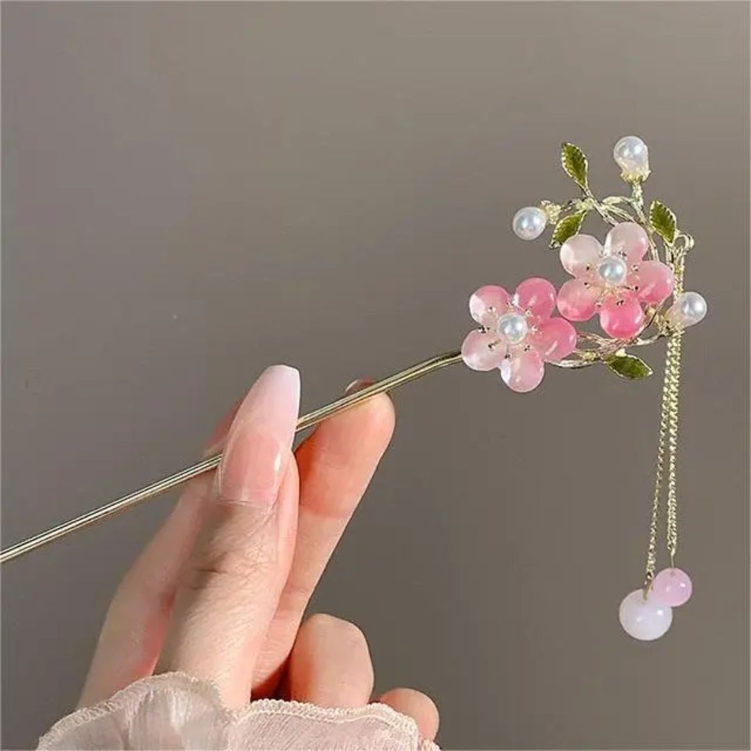 Floral Tassel Hair Stick