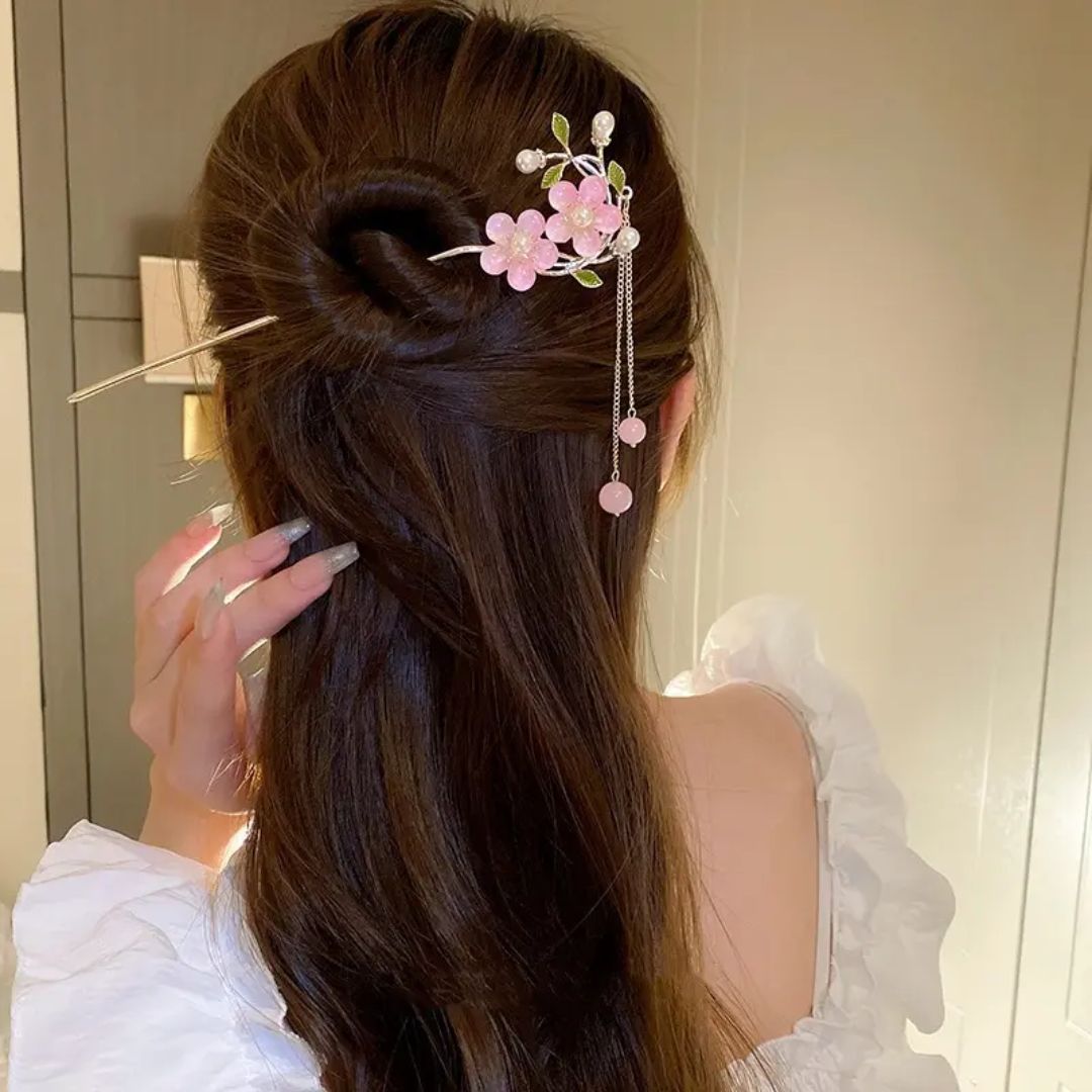 Floral Tassel Hair Stick