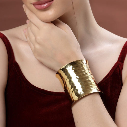 Wide Hammered Cuff Bracelet
