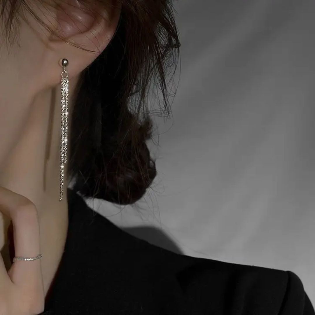 Silver Stardust Tassel Earrings