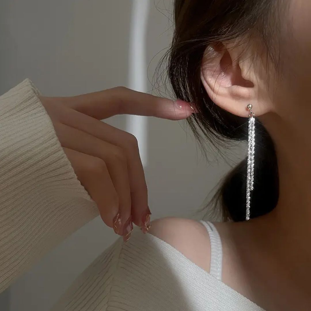 Silver Stardust Tassel Earrings