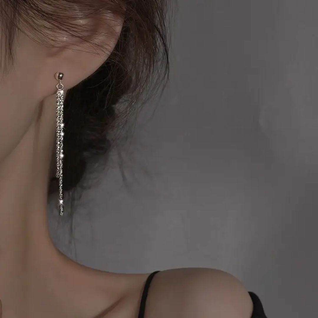 Silver Stardust Tassel Earrings