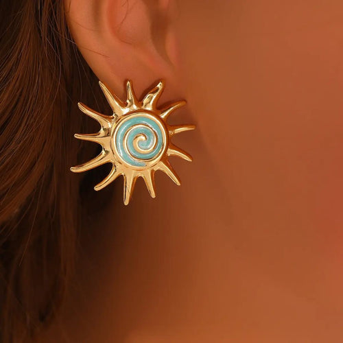 Sun-Shaped Stud Earrings