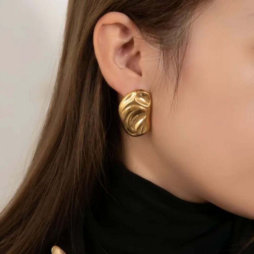 Gilded Pebble Stud Earrings