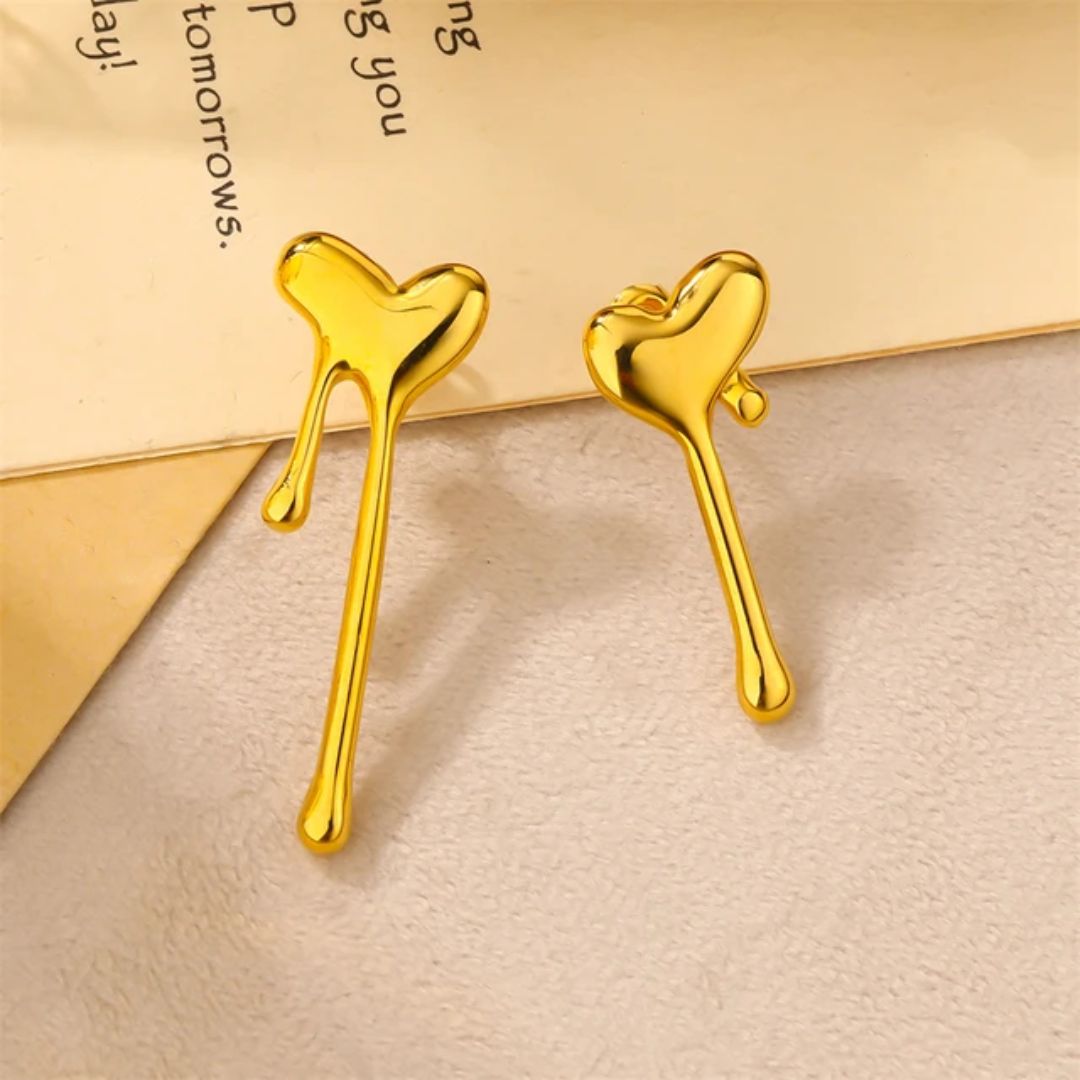 Golden Heart Statement Earrings