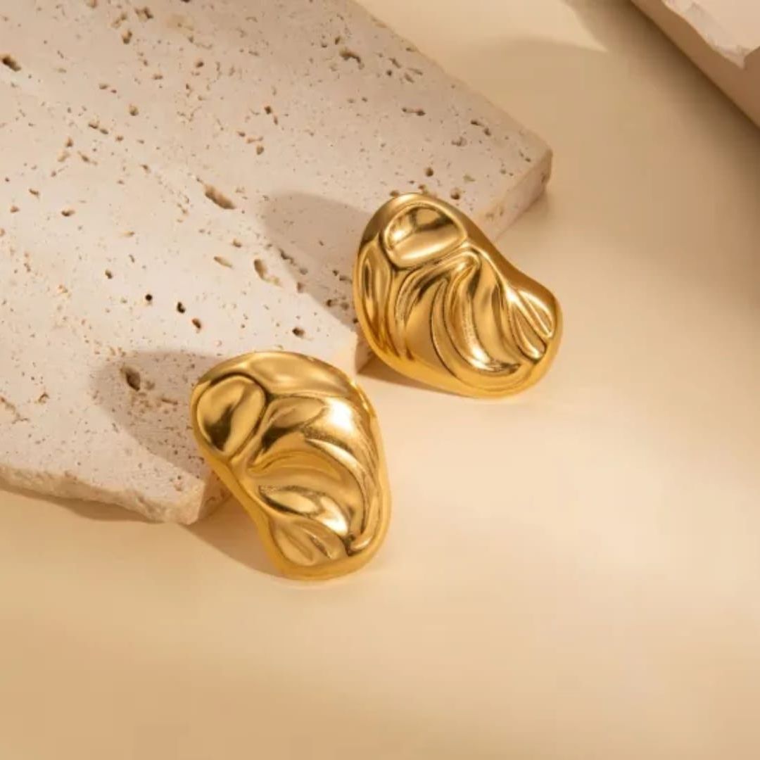 Gilded Pebble Stud Earrings