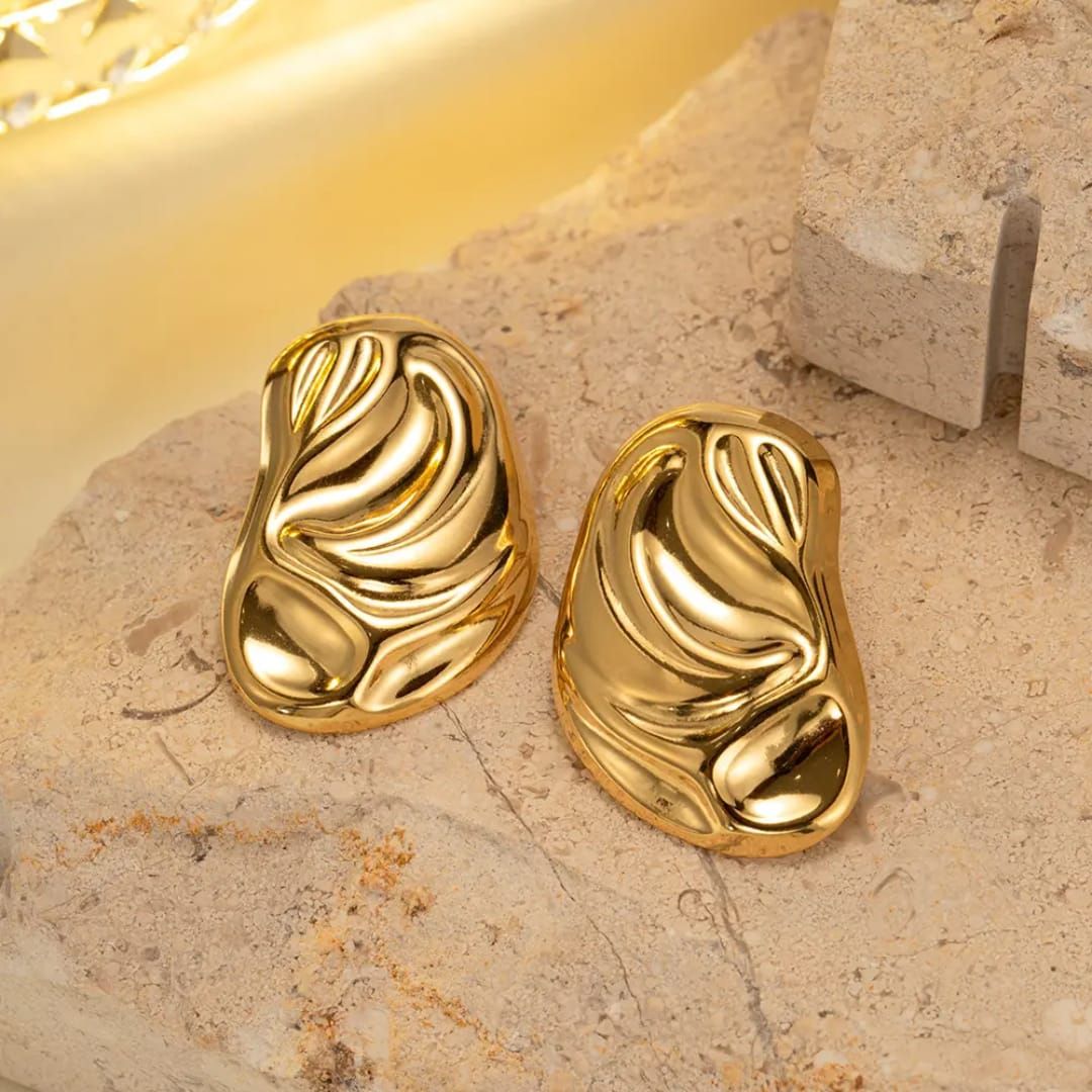 Gilded Pebble Stud Earrings
