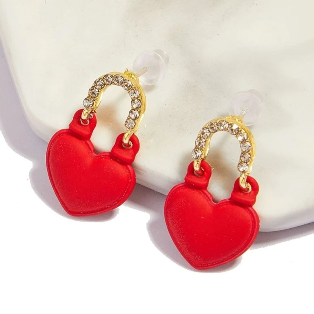 Red Little Hearts Drop earrings