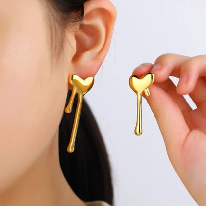 Golden Heart Statement Earrings