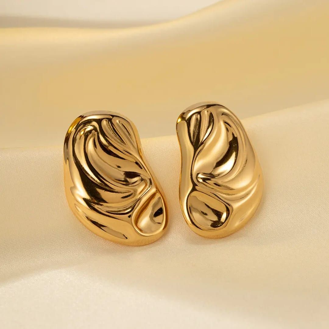 Gilded Pebble Stud Earrings