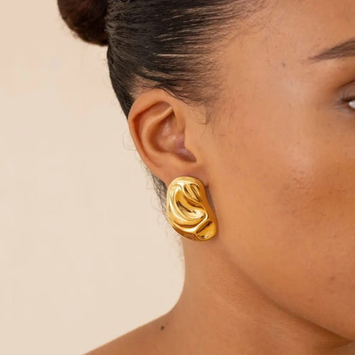 Gilded Pebble Stud Earrings
