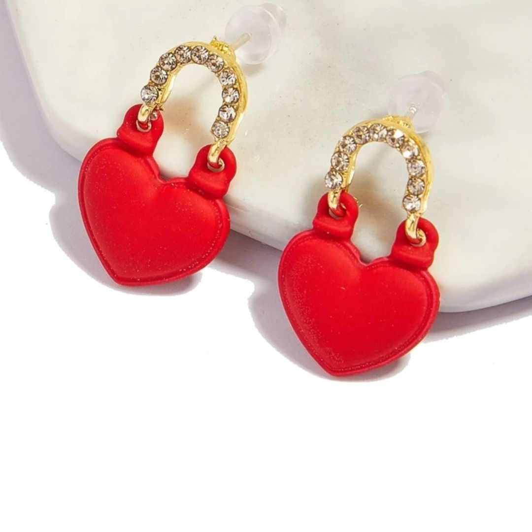 Red Little Hearts Drop earrings