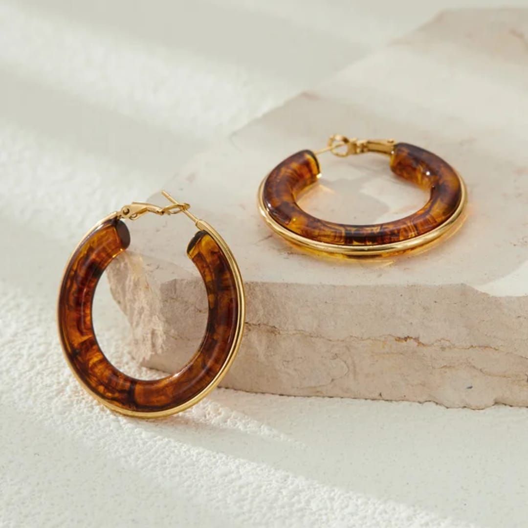 Retro Chic Brown Hoops Earring