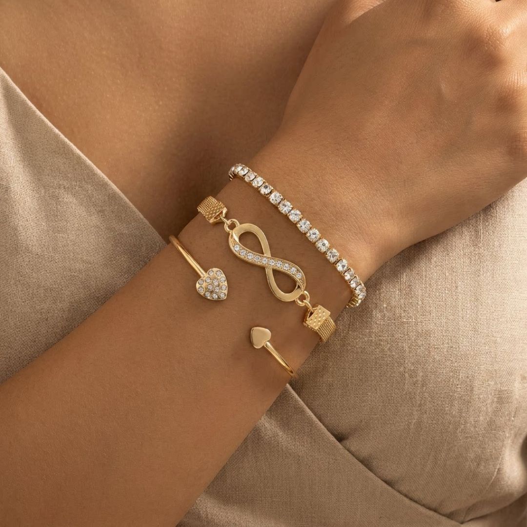 Infinity Heart Stacking Bracelets