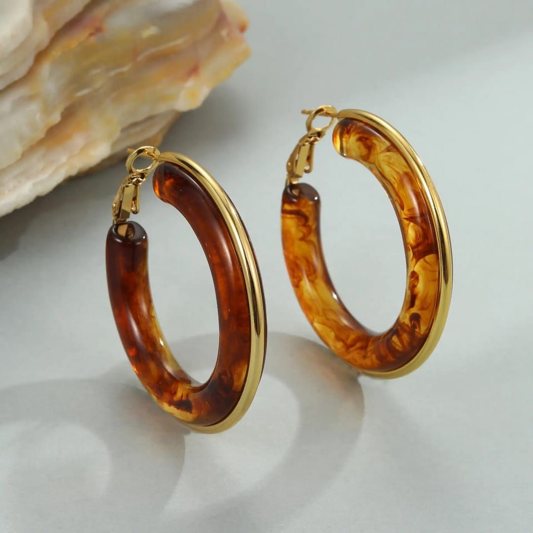 Retro Chic Brown Hoops Earring