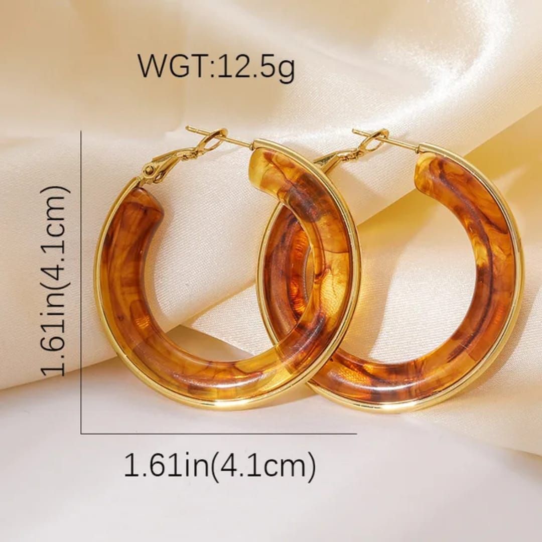 Retro Chic Brown Hoops Earring