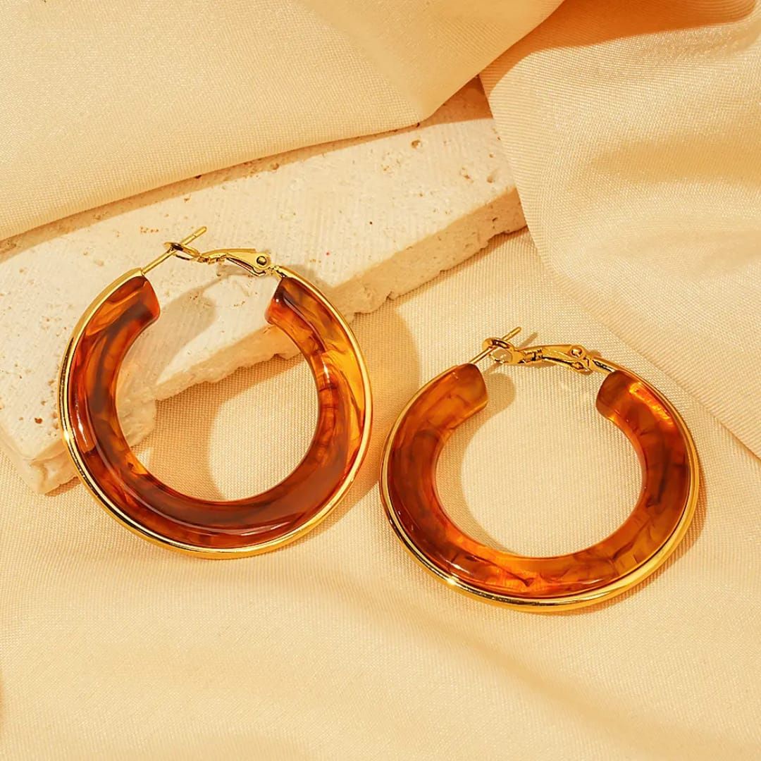 Retro Chic Brown Hoops Earring