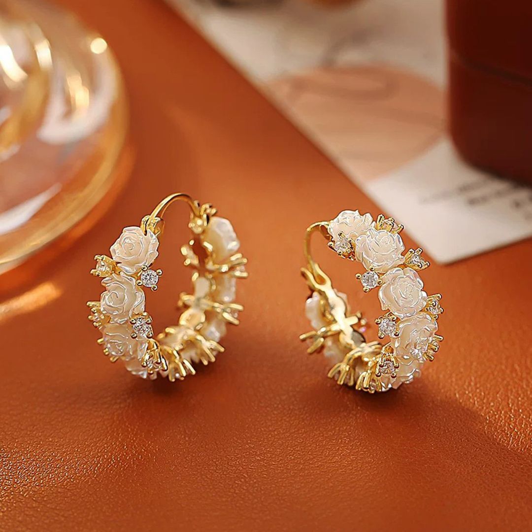 Gilded Camellia Drops Earrings