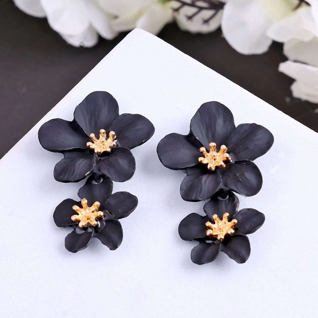 Black Flower Earring