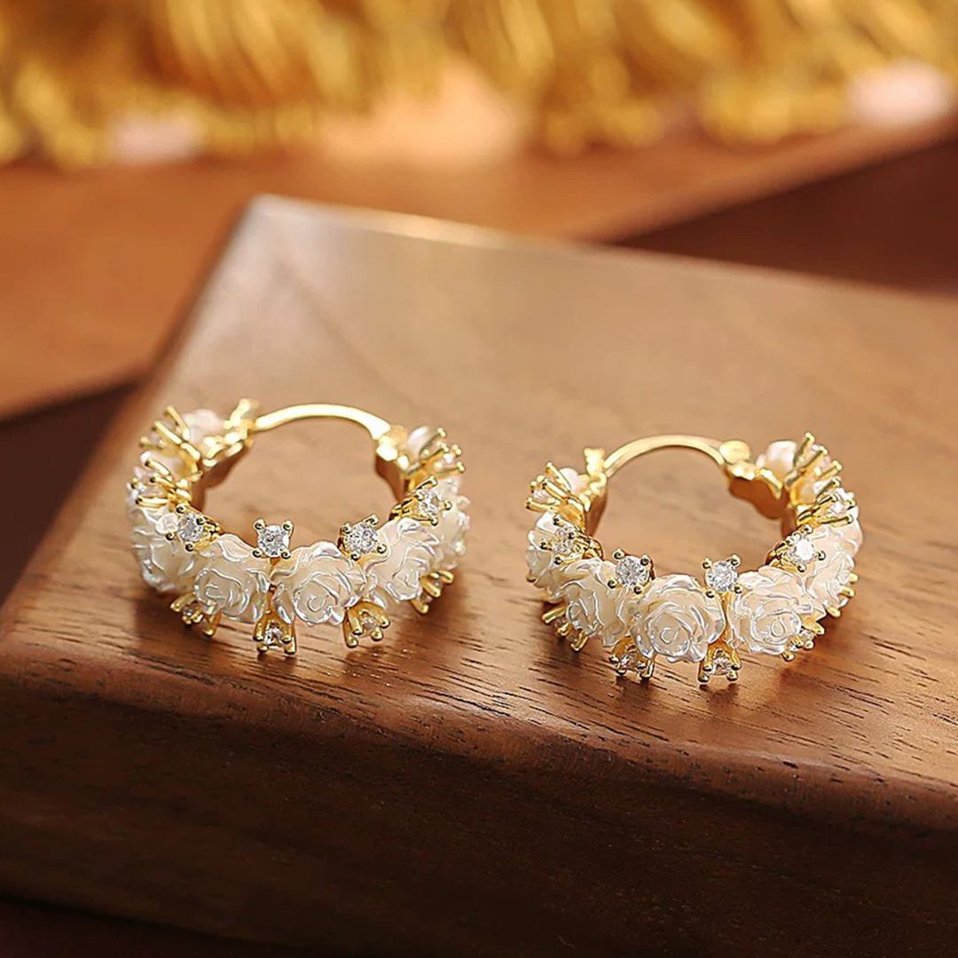Gilded Camellia Drops Earrings