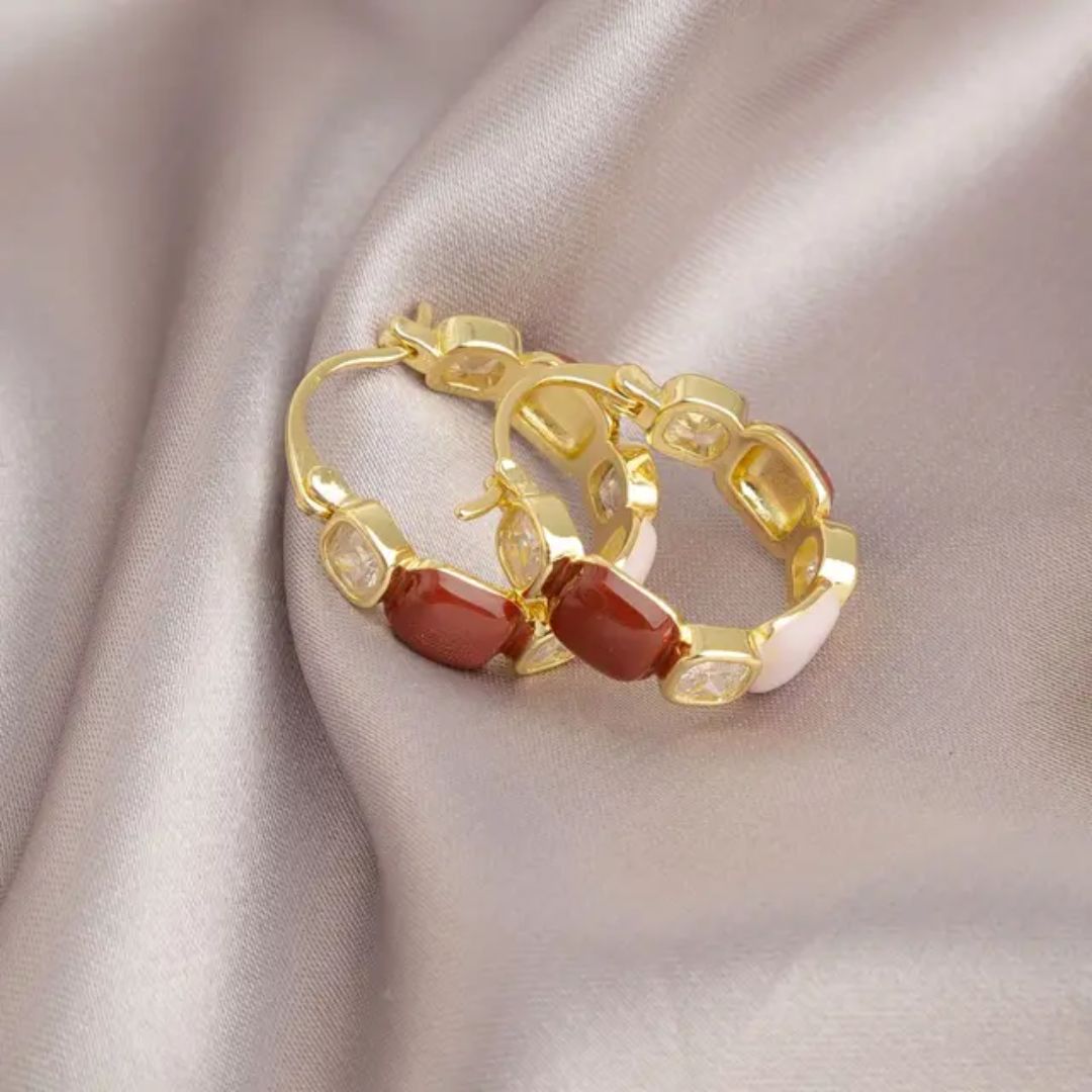 Crimson Crown Hoop Earrings
