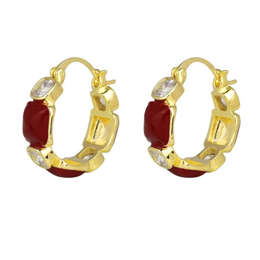 Crimson Crown Hoop Earrings