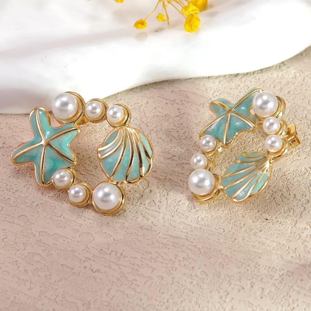 Starfish Shell Glow Studs Earring