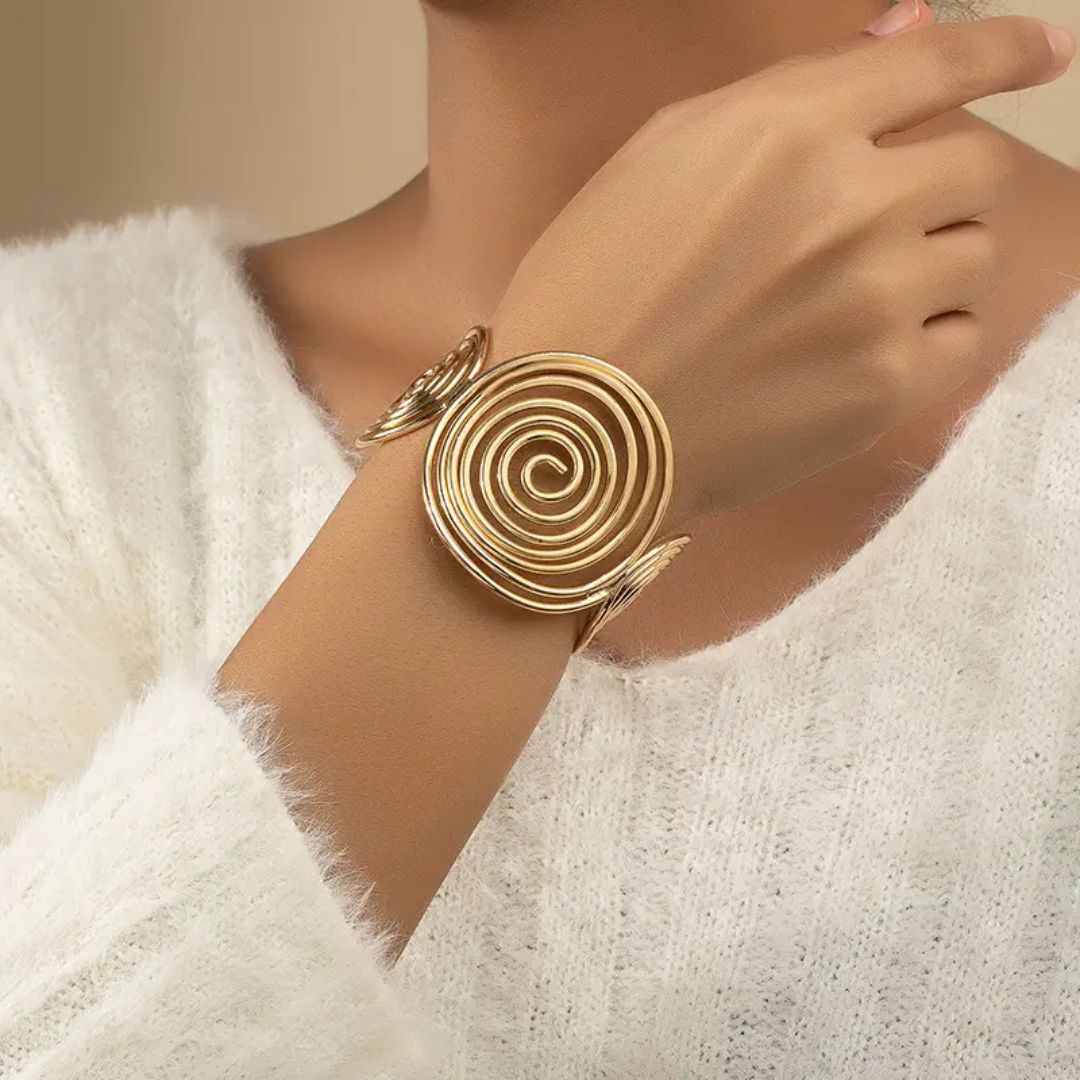 Golden Spiral Wire Bracelet